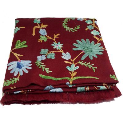 Maroon Tone Embroidery Cashmere Shawl