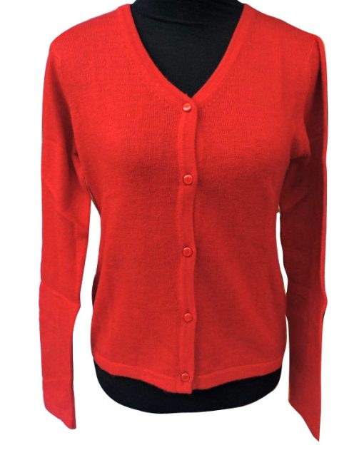 Plain Red Cashmere Ladies Cardigan