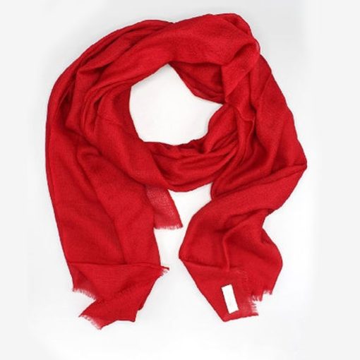 Shiny Durable Plain Red Cashmere Scarf