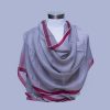 Gray toned red boundary cashmere wool shawl