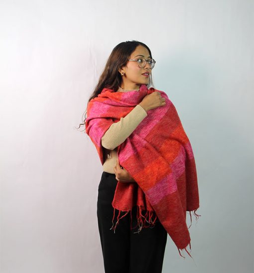 Red Tone Luxury Yak Woo Scarf