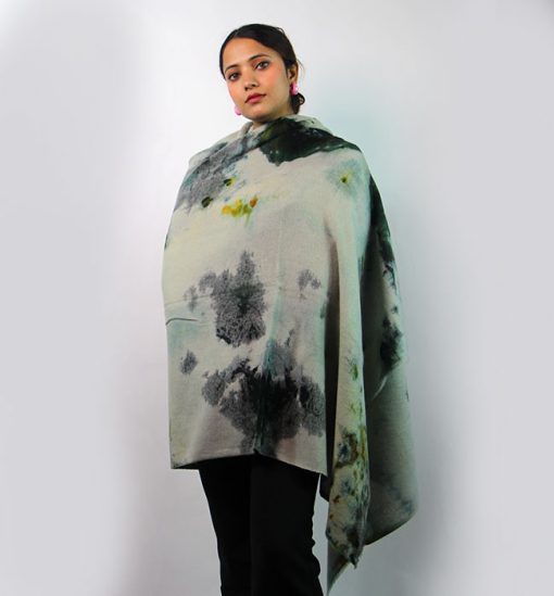 200 Count 100% Ultra-Fine Wool Ice Dying Print Stole