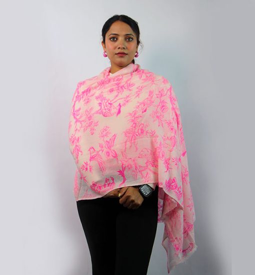 200 Count 100% Ultra-Fine Wool Ice Dying Print Stole