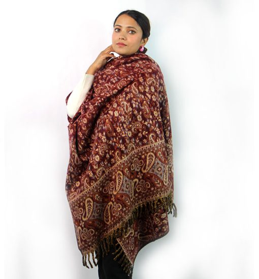 Handloomed Himalayan Yak Woolen and Cotton Mix Shawl