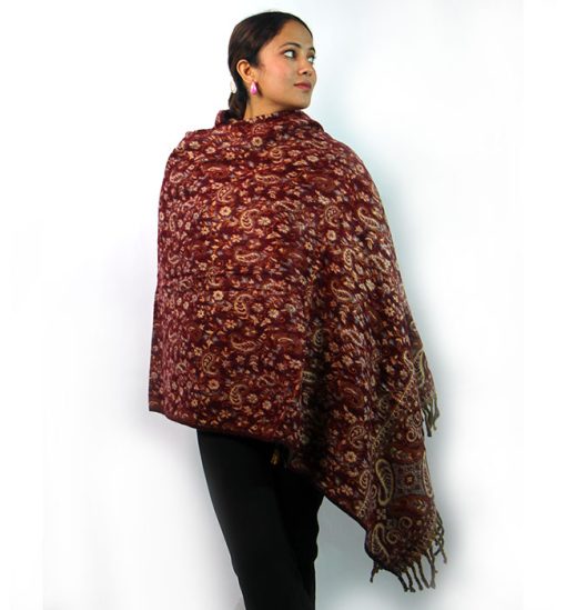 Handloomed Himalayan Yak Woolen and Cotton Mix Shawl