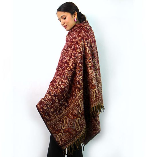 Handloomed Himalayan Yak Woolen and Cotton Mix Shawl
